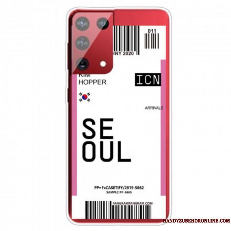 Coque Samsung Galaxy S21 Ultra 5G Boarding Pass to Seoul