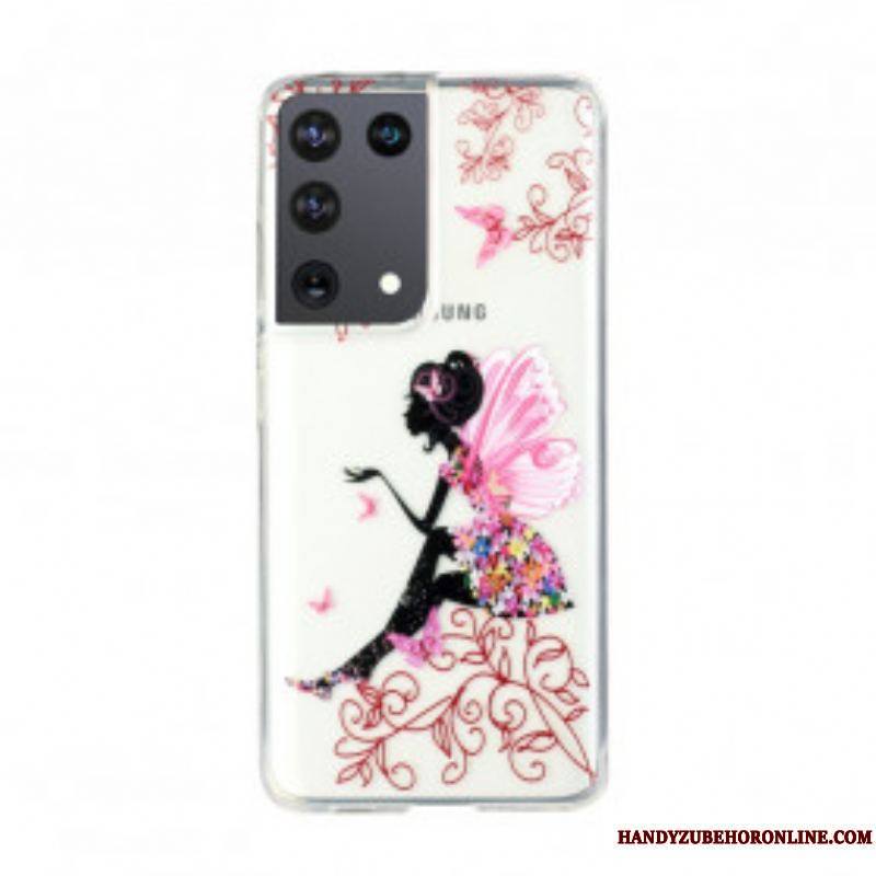 Coque Samsung Galaxy S21 Ultra 5G Transparente Fée Fleurie