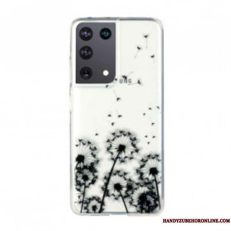 Coque Samsung Galaxy S21 Ultra 5G Transparente Pissenlits Noirs