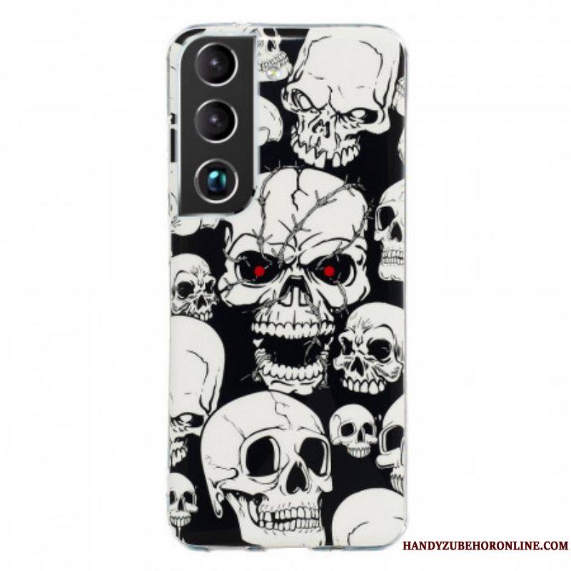 Coque Samsung Galaxy S22 5G Attention Têtes de Mort Fluorescente