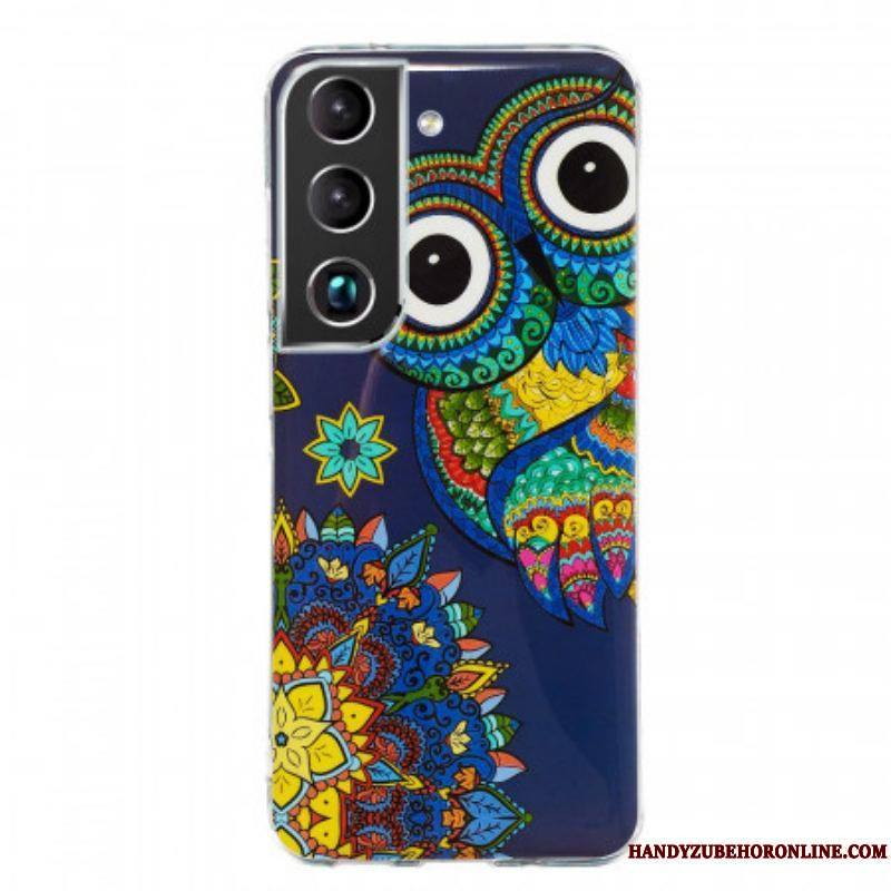 Coque Samsung Galaxy S22 5G Hibou Mandala Fluorescente