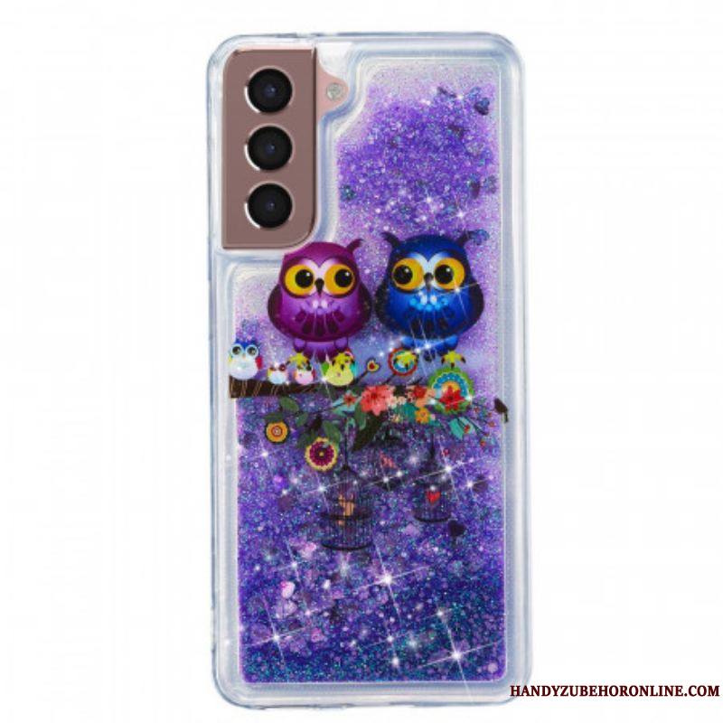 Coque Samsung Galaxy S22 5G Hiboux Paillettes