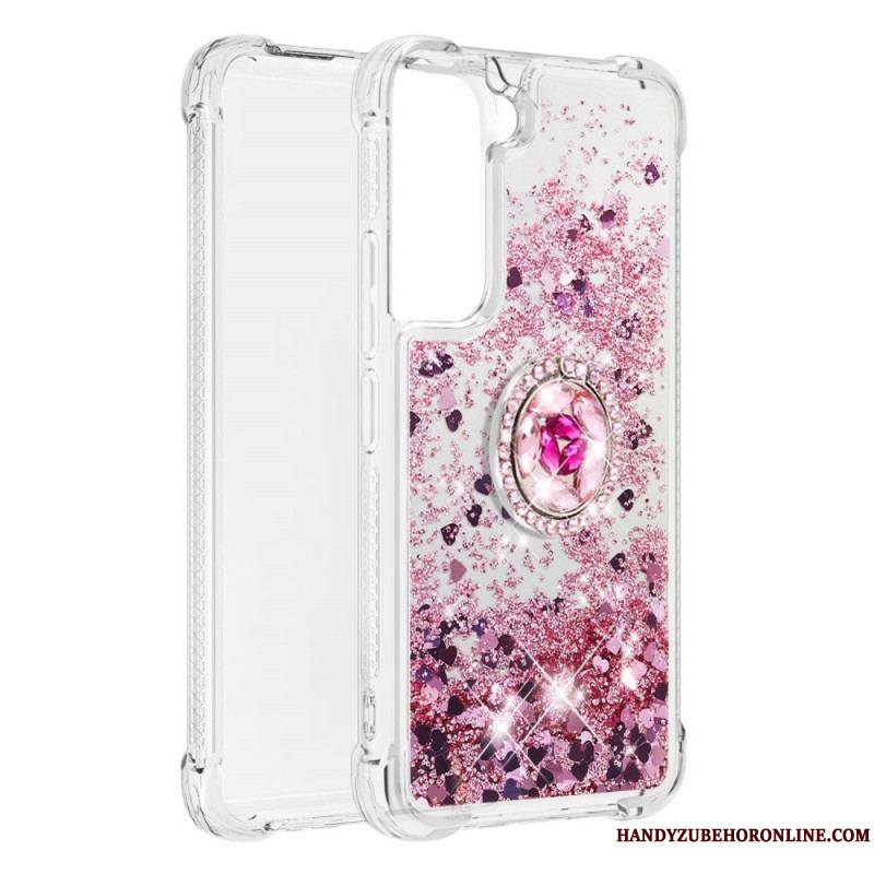 Coque Samsung Galaxy S22 5G Paillettes avec Anneau-Support