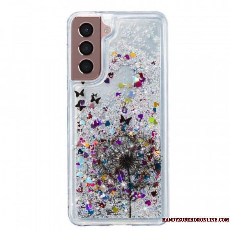 Coque Samsung Galaxy S22 5G Pissenlits Paillettes