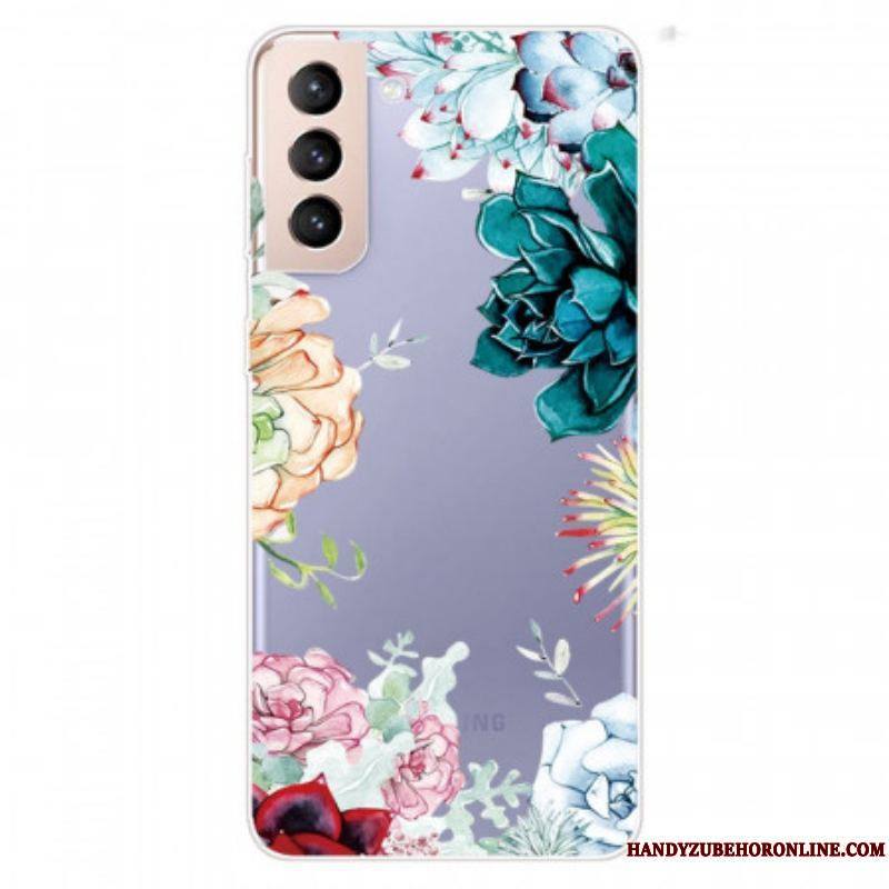 Coque Samsung Galaxy S22 5G Transparente Fleurs Aquarelle