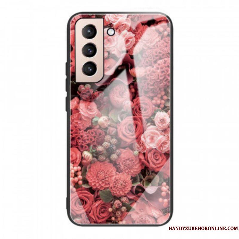 Coque Samsung Galaxy S22 5G Verre trempé Fleurs Roses