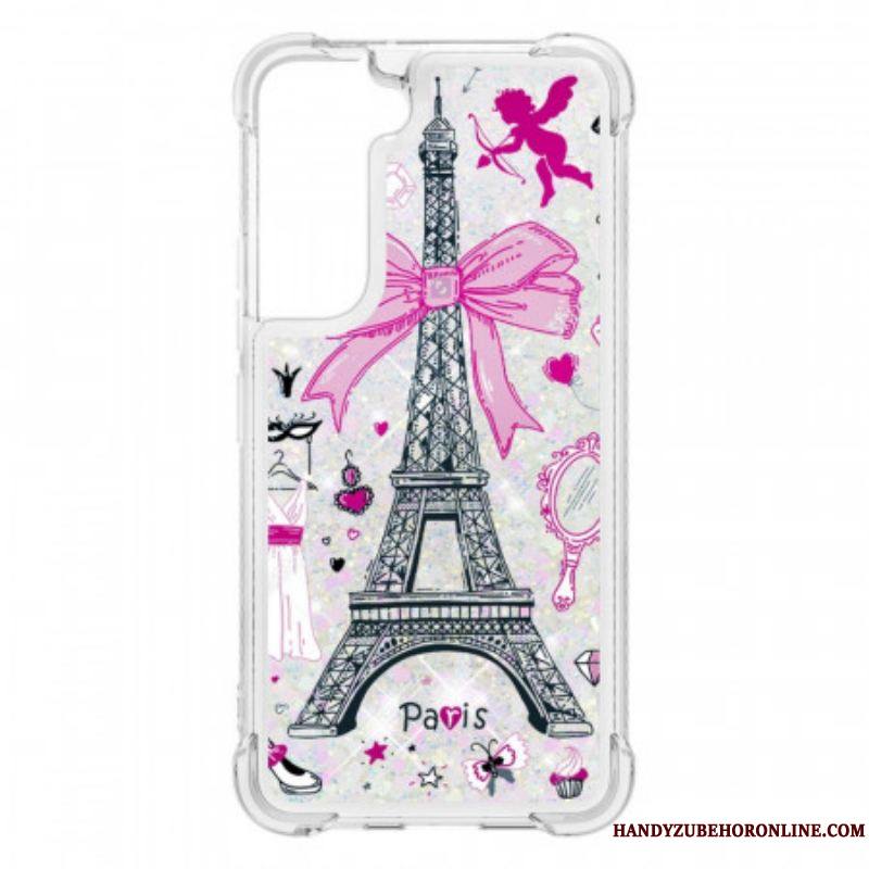 Coque Samsung Galaxy S22 Plus 5G La Tour Eiffel Paillettes