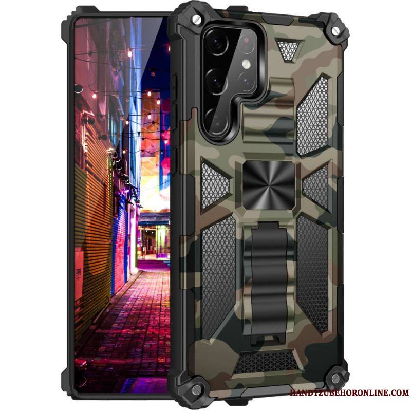 Coque Samsung Galaxy S22 Ultra 5G Camouflage Support Amovible