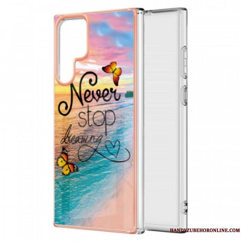 Coque Samsung Galaxy S22 Ultra 5G Never Stop Dreaming Papillons