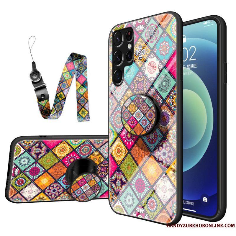 Coque Samsung Galaxy S22 Ultra 5G Support Magnétique Patchwork