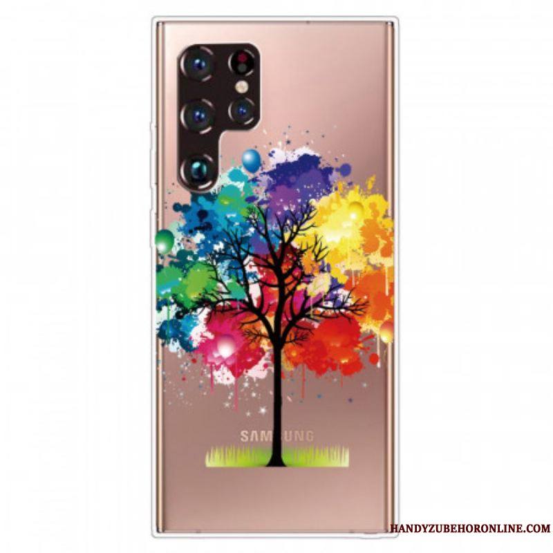 Coque Samsung Galaxy S22 Ultra 5G Transparente Arbre Aquarelle