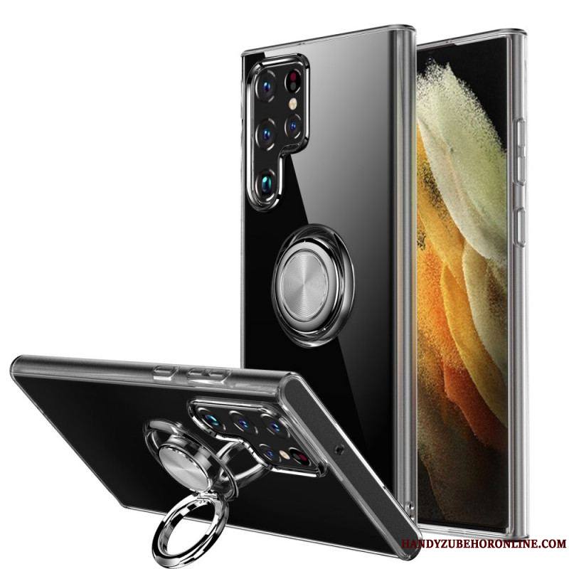 Coque Samsung Galaxy S22 Ultra 5G Transparente avec Anneau-Support