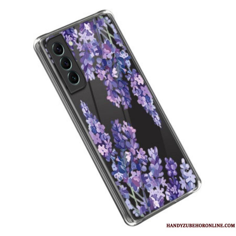 Coque Samsung Galaxy S23 5G Transparente Fleurs Violettes