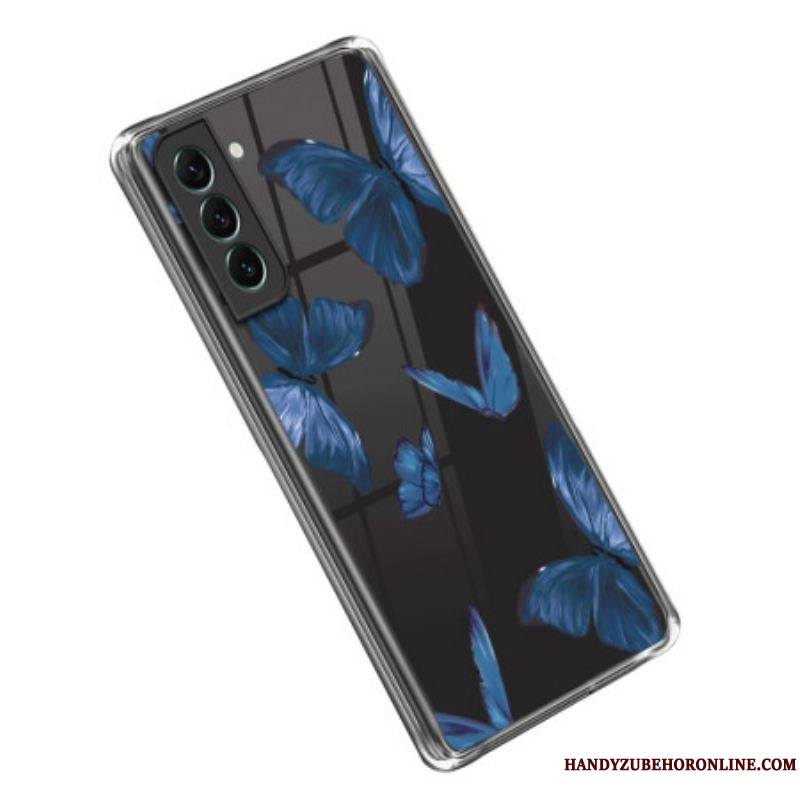Coque Samsung Galaxy S23 5G Transparente Papillons Bleus