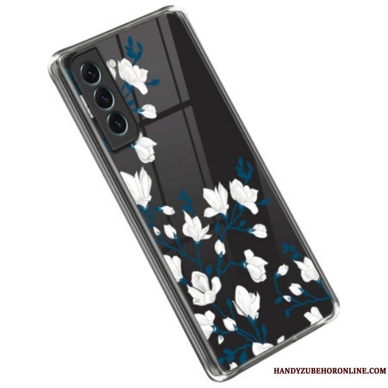 Coque Samsung Galaxy S23 Plus 5G Transparente Fleurs Blanches