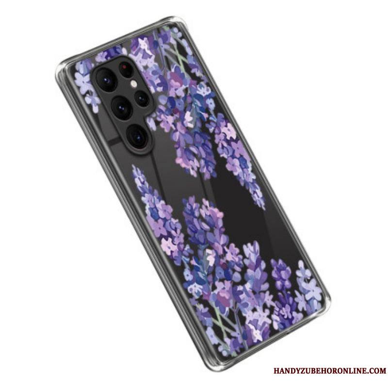 Coque Samsung Galaxy S23 Ultra 5G Transparente Fleurs Violettes