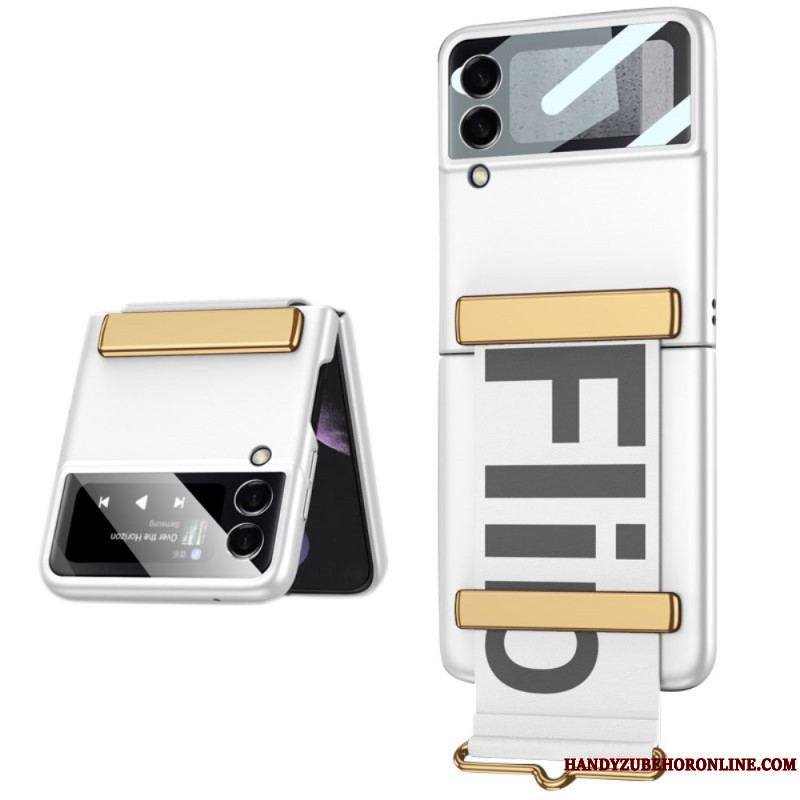 Coque Samsung Galaxy Z Flip 3 5G Verre Trempé et Sangle Lettres GKK