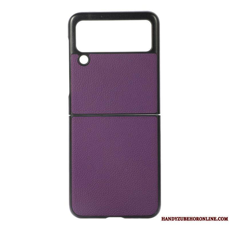 Coque Samsung Galaxy Z Flip 3 5G Véritable Cuir Litchi