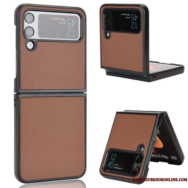 Coque Samsung Galaxy Z Flip 4 Effet Cuir Texture Fibre Carbone