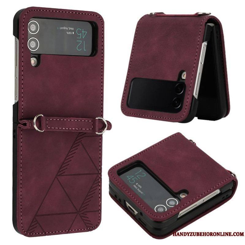 Coque Samsung Galaxy Z Flip 4 Simili Cuir Triangles