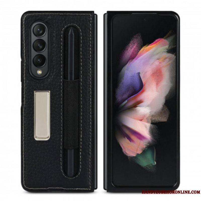 Coque Samsung Galaxy Z Fold 3 5G Cuir Litchi Support