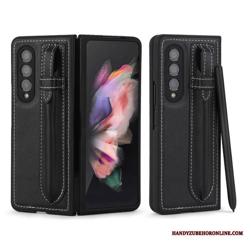 Coque Samsung Galaxy Z Fold 3 5G Cuir Véritable Porte-Stylet