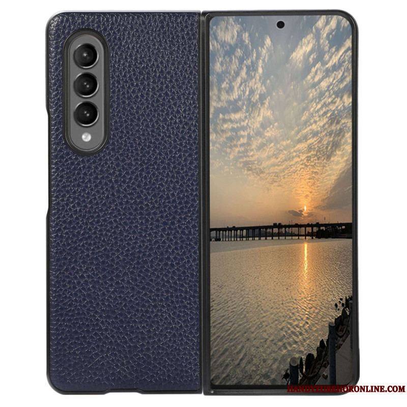 Coque Samsung Z Fold 4 Simili Cuir Litchi Effet Vintage