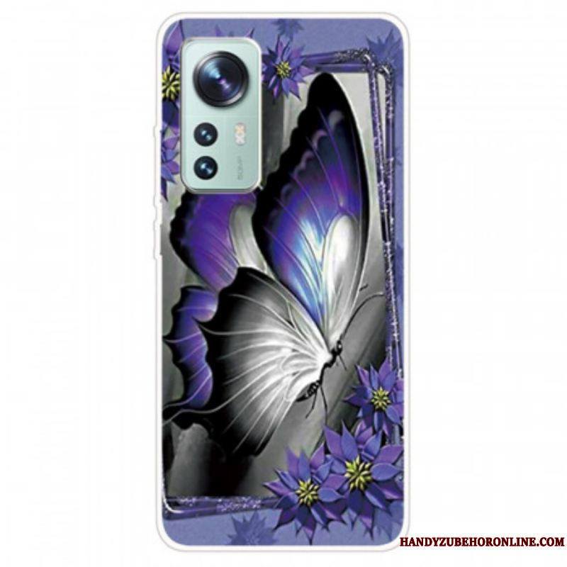 Coque  Xiaomi 12 / 12X  Silicone Papillon Violet