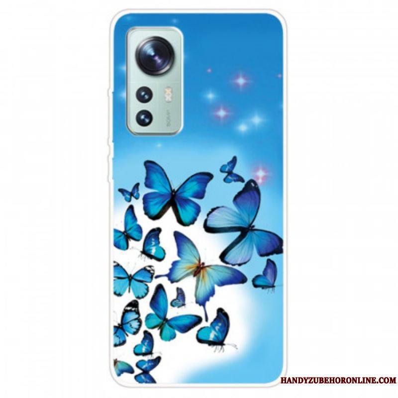 Coque  Xiaomi 12 / 12X  Silicone Papillons Bleus