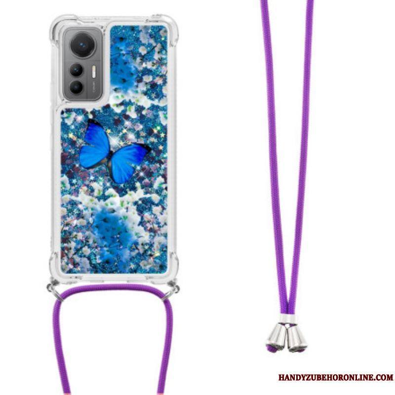 Coque Xiaomi 12 Lite à Cordon Paillettes Papillons