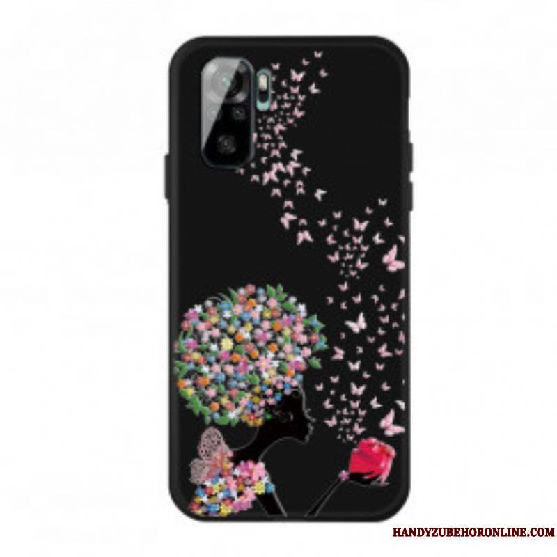 Coque Xiaomi Redmi Note 10/10S/Poco M5s Femme à la Tête Fleurie