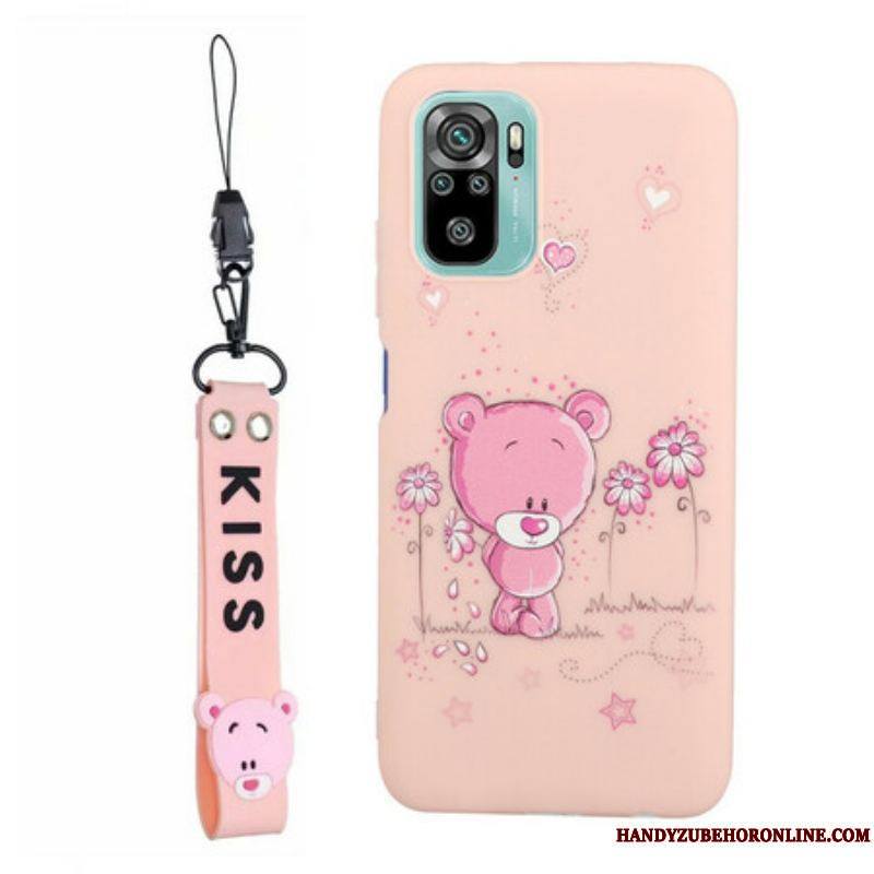 Coque Xiaomi Redmi Note 10/10S/Poco M5s Ourson avec Lanière