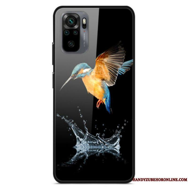 Coque Xiaomi Redmi Note 10/10S/Poco M5s Verre Trempé Oiseau Couronne