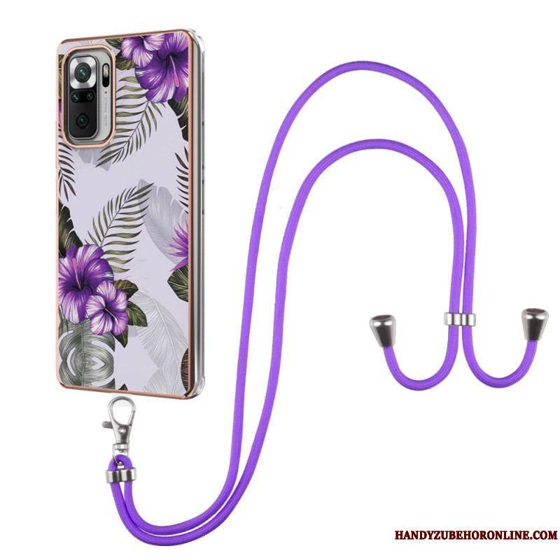 Coque Xiaomi Redmi Note 10 Pro à Cordon Marbre Motif Floral