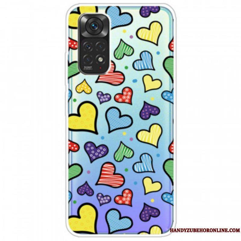 Coque Xiaomi Redmi Note 11 / 11s Coeurs Multicolors