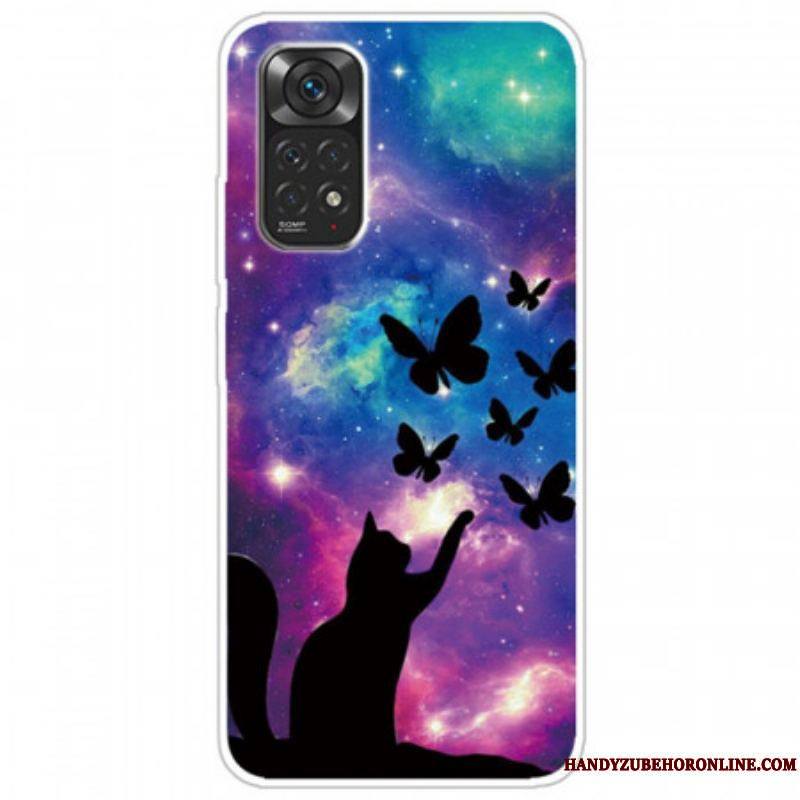 Coque Xiaomi Redmi Note 11 Pro /  Note 11 Pro 5G Chat et Papillons Dans l'Espace