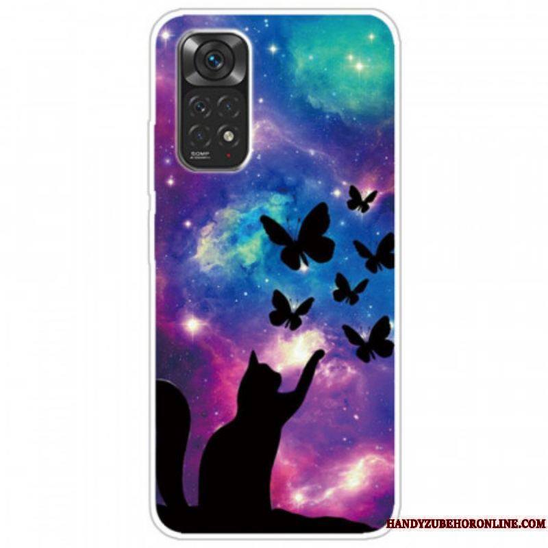 Coque Xiaomi Redmi Note 11 Pro / Note 11 Pro 5G Chat et Papillons Dans l'Espace