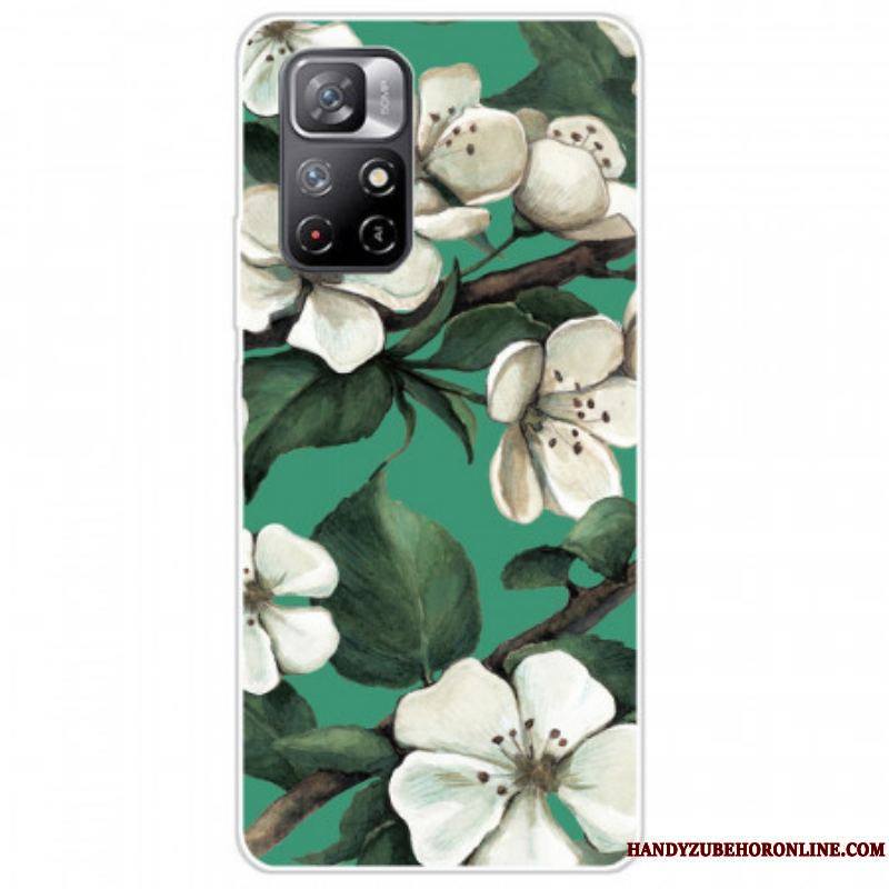 Coque Xiaomi Redmi Note 11 Pro Plus 5G Silicone Fleurs Blanches