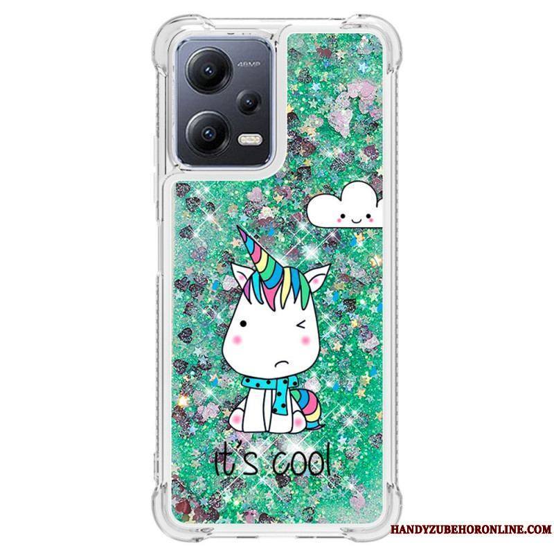 Coque Xiaomi Redmi Note 12/Poco X5 5G Paillettes Licornes