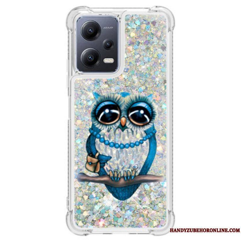 Coque Xiaomi Redmi Note 12/Poco X5 5G Paillettes Miss Hibou