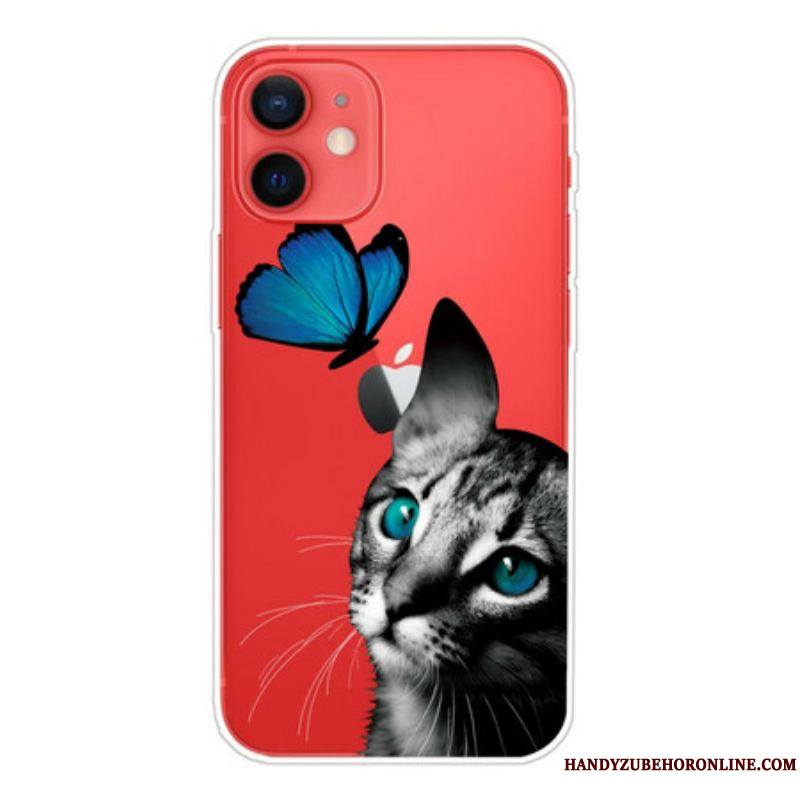 Coque iPhone 13 Mini Chat et Papillon