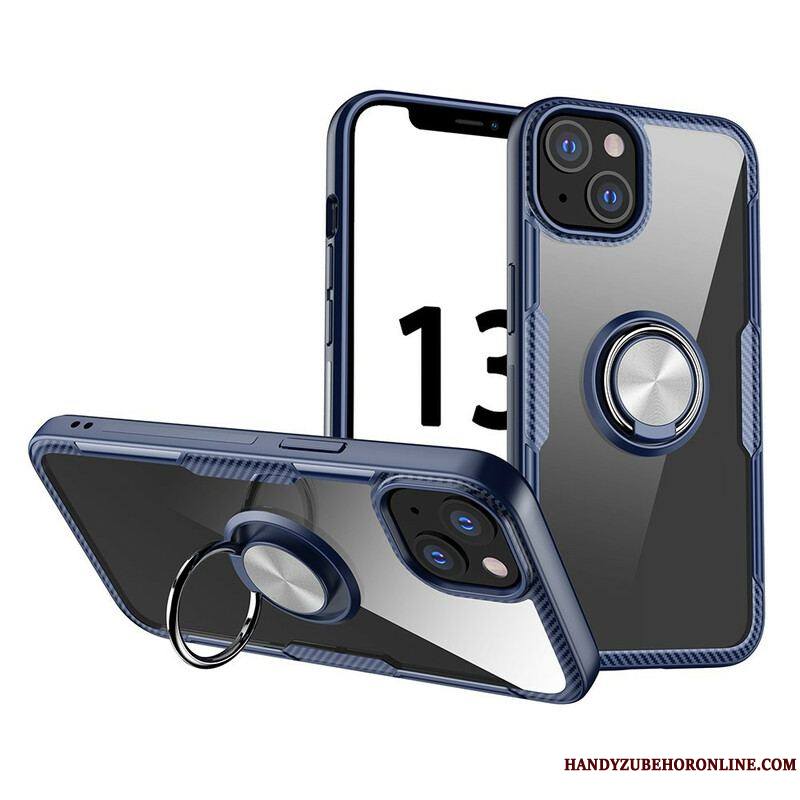 Coque iPhone 13 Mini Fibre Carbone Anneau Métallique