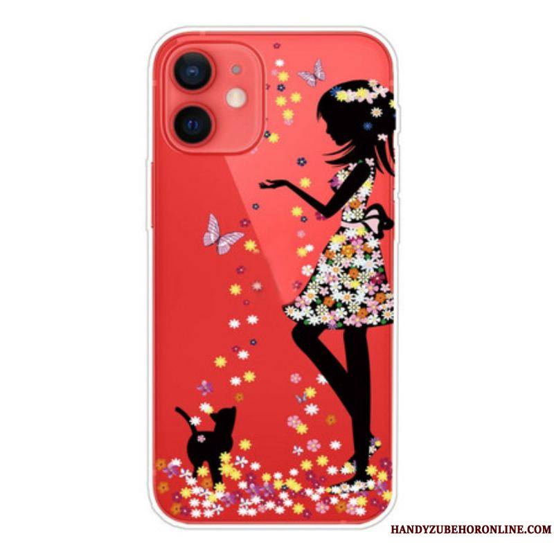 Coque iPhone 13 Mini Jeune Fille Fleurie