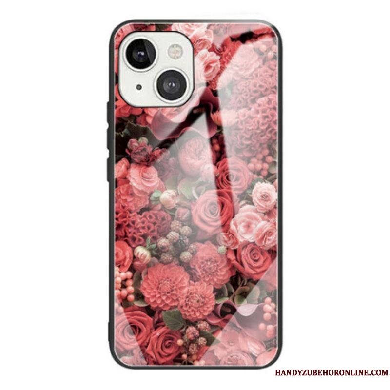 Coque iPhone 13 Mini Verre trempé Fleurs Roses