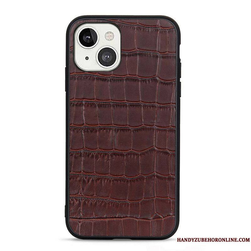 Coque iPhone 13 Mini Véritable Cuir Texture Crocodile