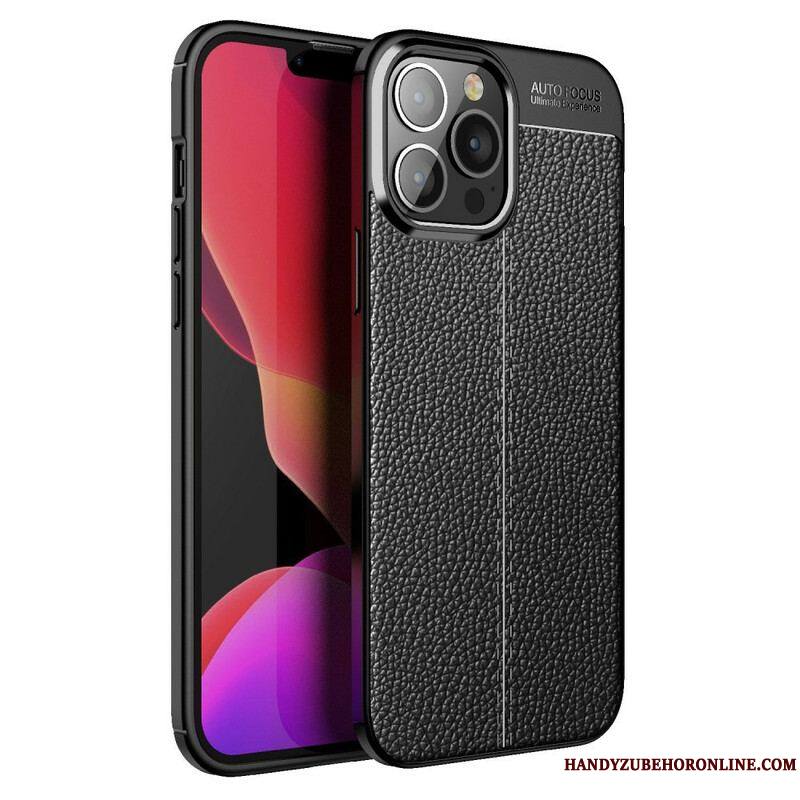 Coque iPhone 13 Pro Max Effet Cuir Litchi Double Line