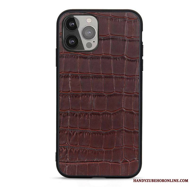 Coque iPhone 13 Pro Max Véritable Cuir Texture Crocodile