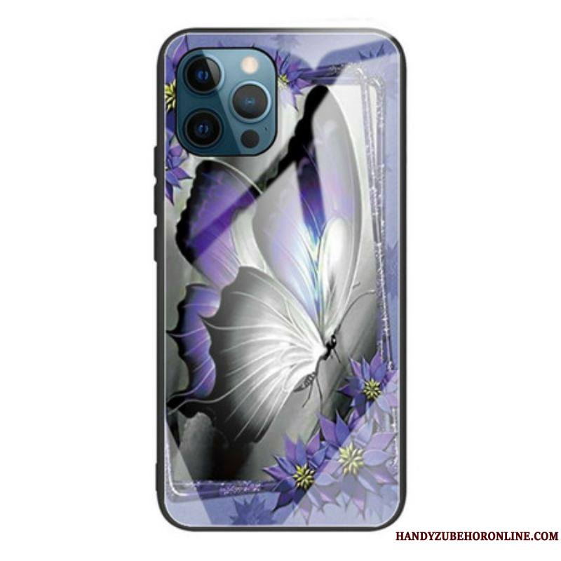 Coque iPhone 13 Pro Verre Trempé Papillon Violet