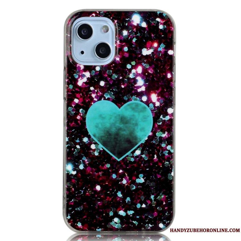 Coque iPhone 14 Coeur Paillettes