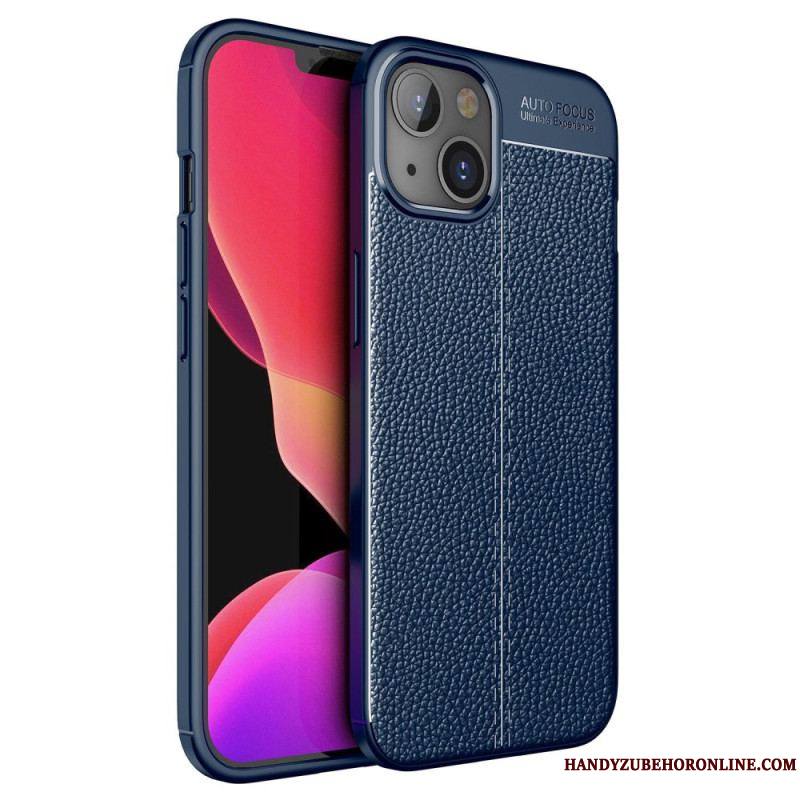 Coque iPhone 14 Plus Effet Cuir Litchi Double Line